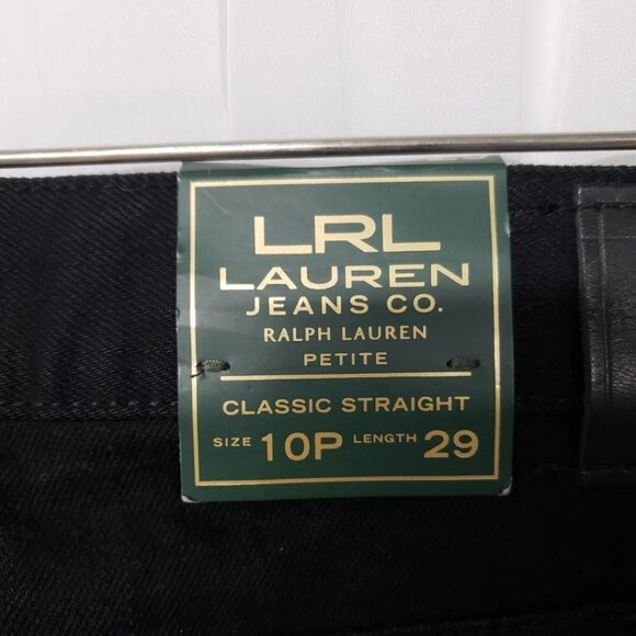 NWT Lauren Ralph Lauren Manhattan Black Classic Straight Leg Jean Size 10P - Picture 6 of 12
